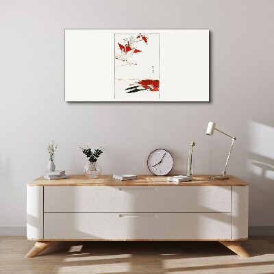 Red birds on white background Print on canvas