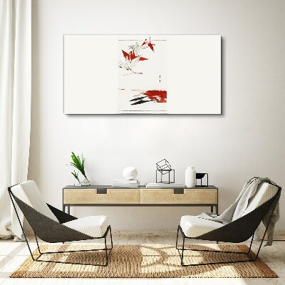 Red birds on white background Print on canvas
