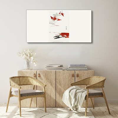 Red birds on white background Print on canvas