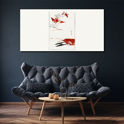 Red birds on white background Print on canvas