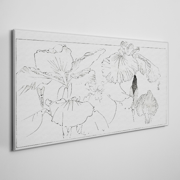 Floral compositions in delicate lines Canvas wall art