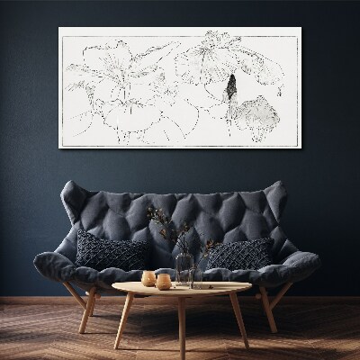Floral compositions in delicate lines Canvas wall art