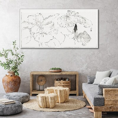 Floral compositions in delicate lines Canvas wall art