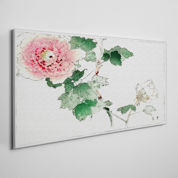 Floral arrangement with pink peony Print on canvas