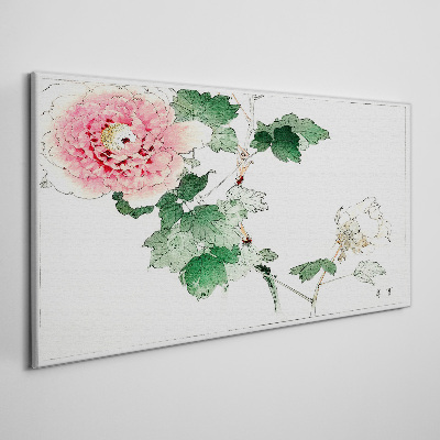 Floral arrangement with pink peony Print on canvas
