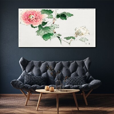 Floral arrangement with pink peony Print on canvas