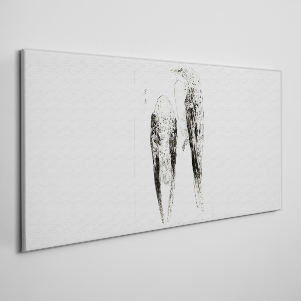 Two birds on a white background Canvas wall art