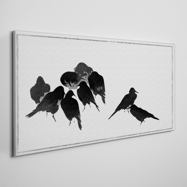 Black birds on white background Print on canvas