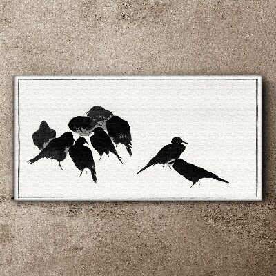 Black birds on white background Print on canvas
