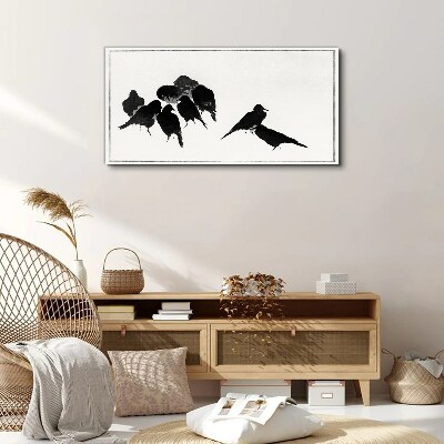 Black birds on white background Print on canvas