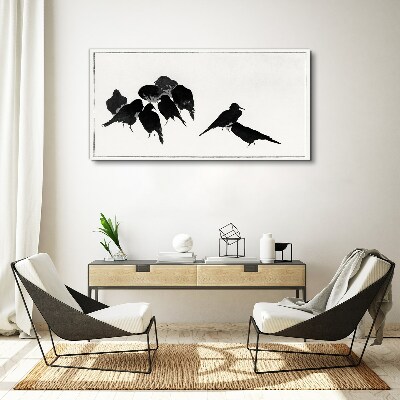 Black birds on white background Print on canvas