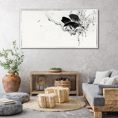 Black birds on a branch Canvas wall art