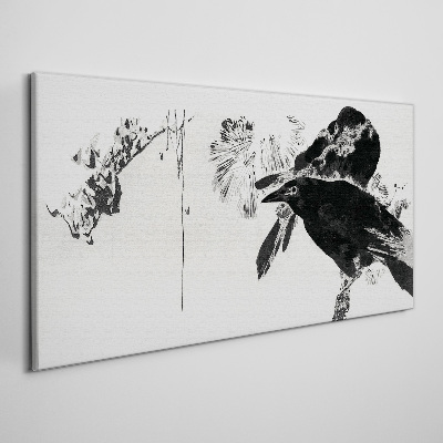 Black bird against the background of nature Print on canvas