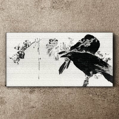 Black bird against the background of nature Print on canvas