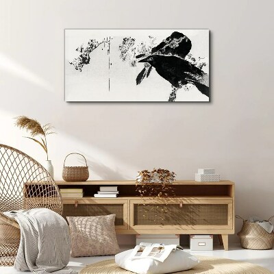 Black bird against the background of nature Print on canvas