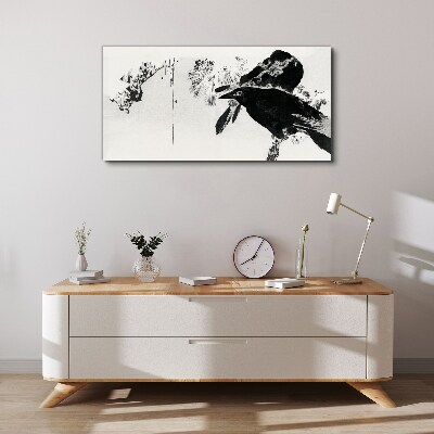 Black bird against the background of nature Print on canvas