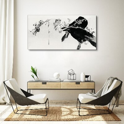 Black bird against the background of nature Print on canvas