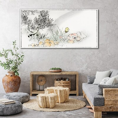 Floral landscape with a butterfly Canvas wall art
