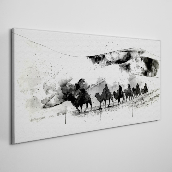 Caravan in black and white Print on canvas
