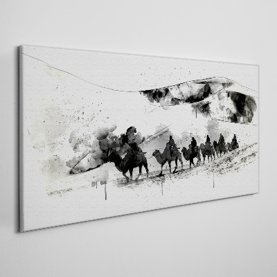 Caravan in black and white Print on canvas