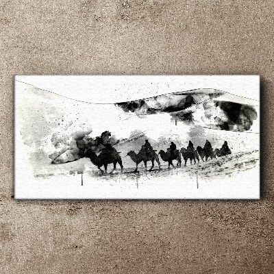 Caravan in black and white Print on canvas