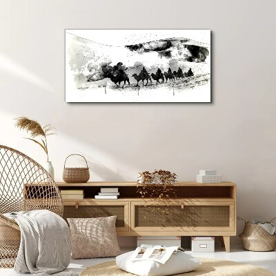 Caravan in black and white Print on canvas