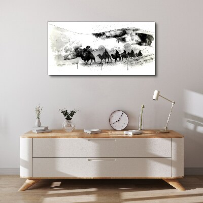 Caravan in black and white Print on canvas