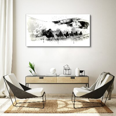 Caravan in black and white Print on canvas