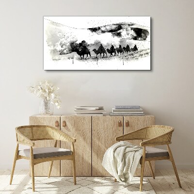 Caravan in black and white Print on canvas