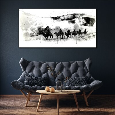 Caravan in black and white Print on canvas