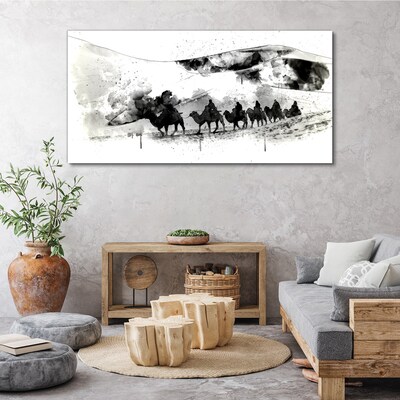 Caravan in black and white Print on canvas