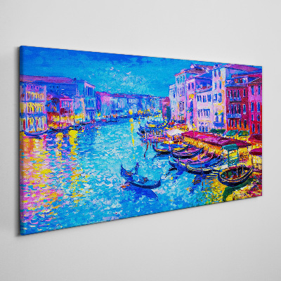 City abstraction boats Canvas Wall art