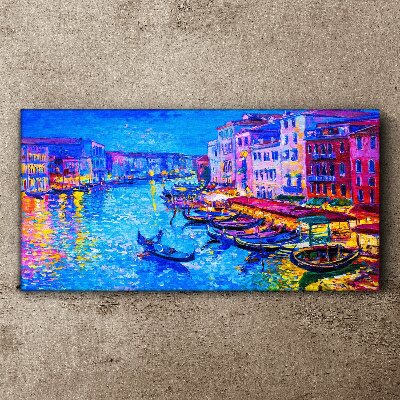 City abstraction boats Canvas Wall art