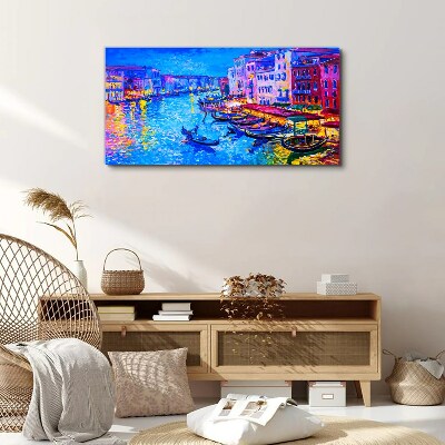 City abstraction boats Canvas Wall art