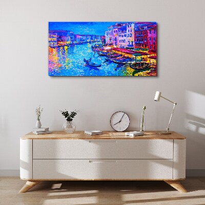 City abstraction boats Canvas Wall art