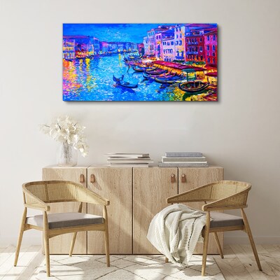 A Venetian night in the glow of colors Canvas wall art