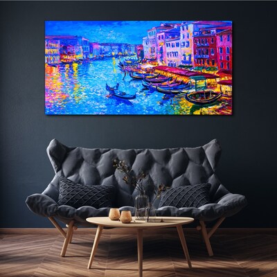 City abstraction boats Canvas Wall art