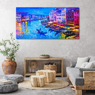 City abstraction boats Canvas Wall art