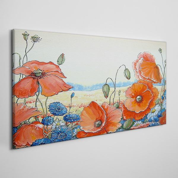 Floral landscape in pastel colors Canvas wall art
