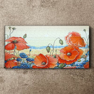 Floral landscape in pastel colors Canvas wall art