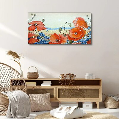 Floral landscape in pastel colors Canvas wall art