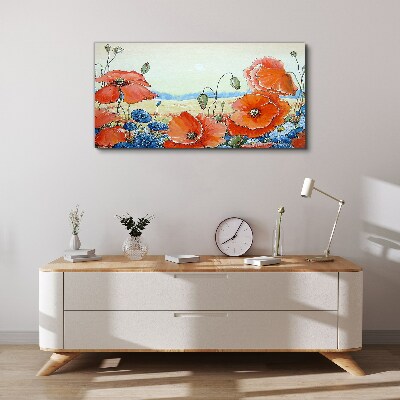 Floral landscape in pastel colors Canvas wall art