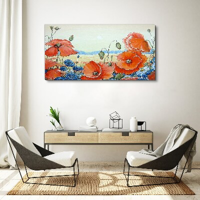 Floral landscape in pastel colors Canvas wall art