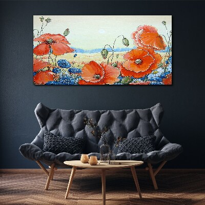 Floral landscape in pastel colors Canvas wall art