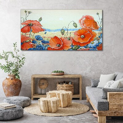 Floral landscape in pastel colors Canvas wall art