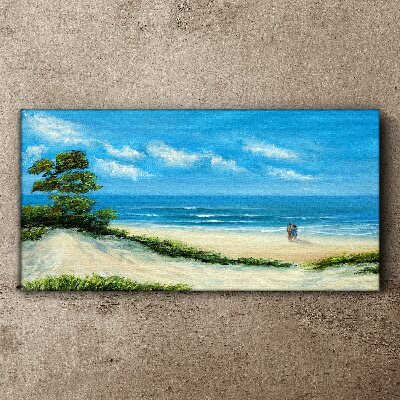 A romantic walk by the sea Canvas wall art