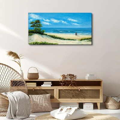 A romantic walk by the sea Canvas wall art
