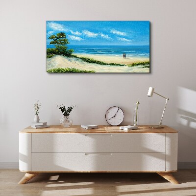 A romantic walk by the sea Canvas wall art