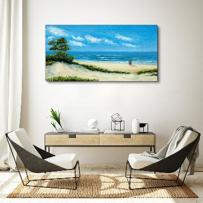 A romantic walk by the sea Canvas wall art