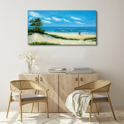 A romantic walk by the sea Canvas wall art